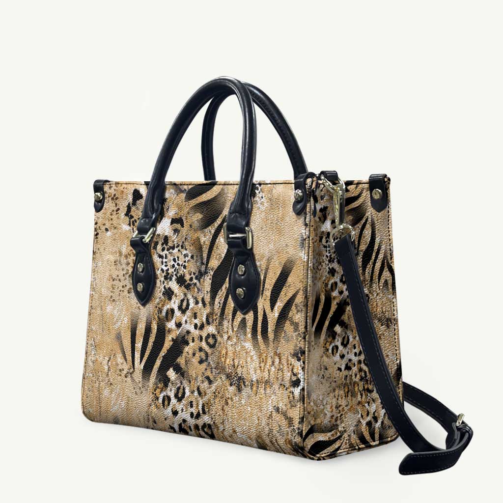 African Wild Animal Skins Leather Bag Zebra Tiger Leopard Mix Skin