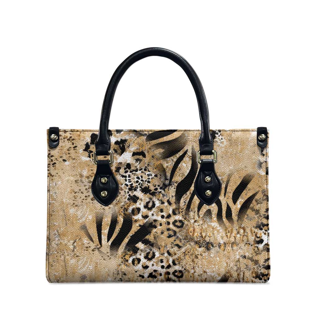 African Wild Animal Skins Leather Bag Zebra Tiger Leopard Mix Skin