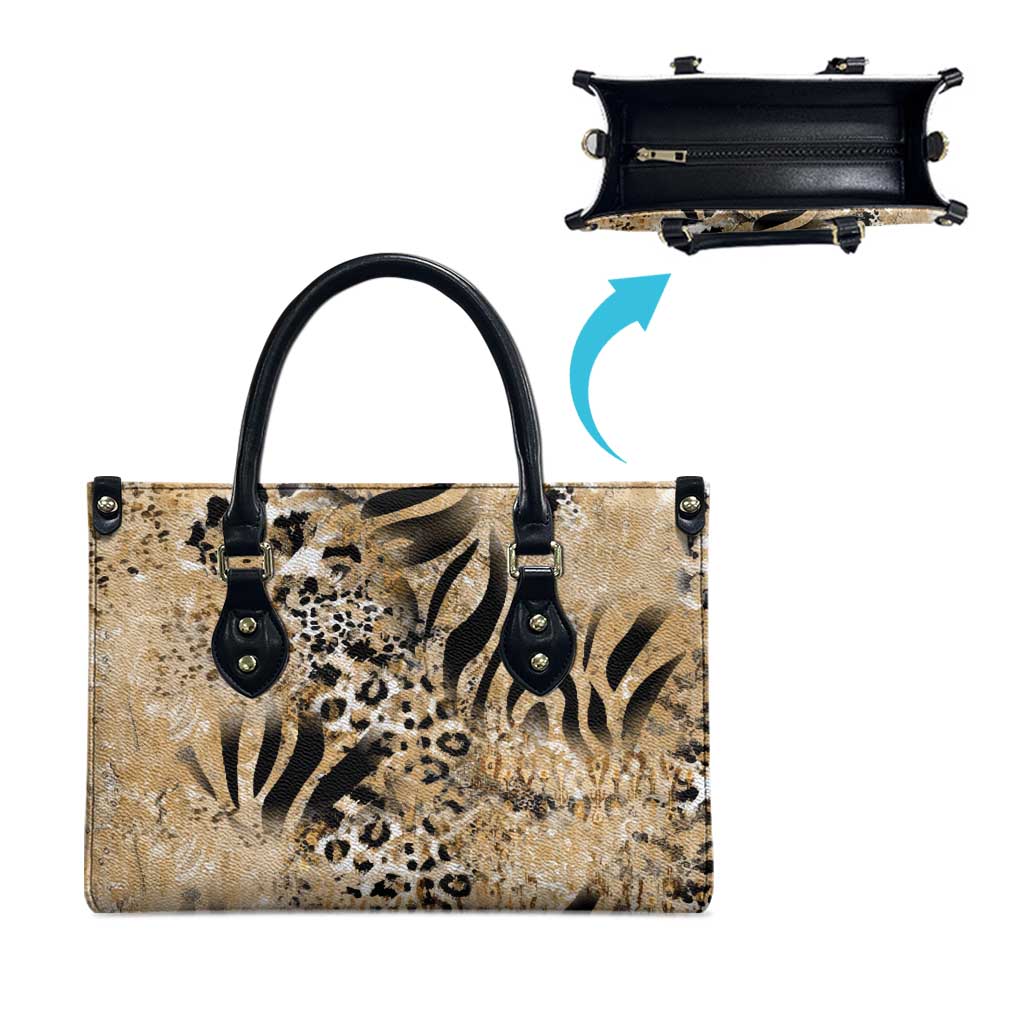 African Wild Animal Skins Leather Bag Zebra Tiger Leopard Mix Skin