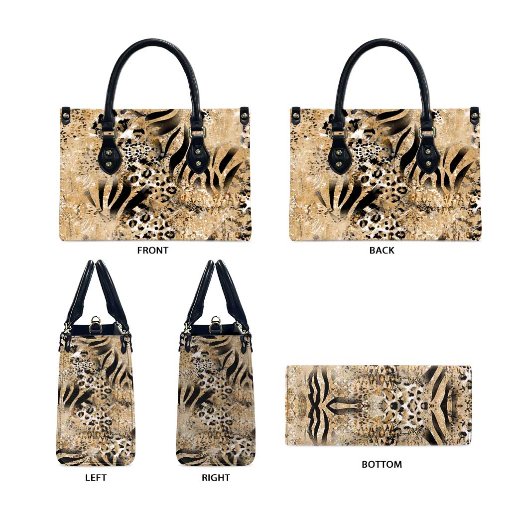 African Wild Animal Skins Leather Bag Zebra Tiger Leopard Mix Skin