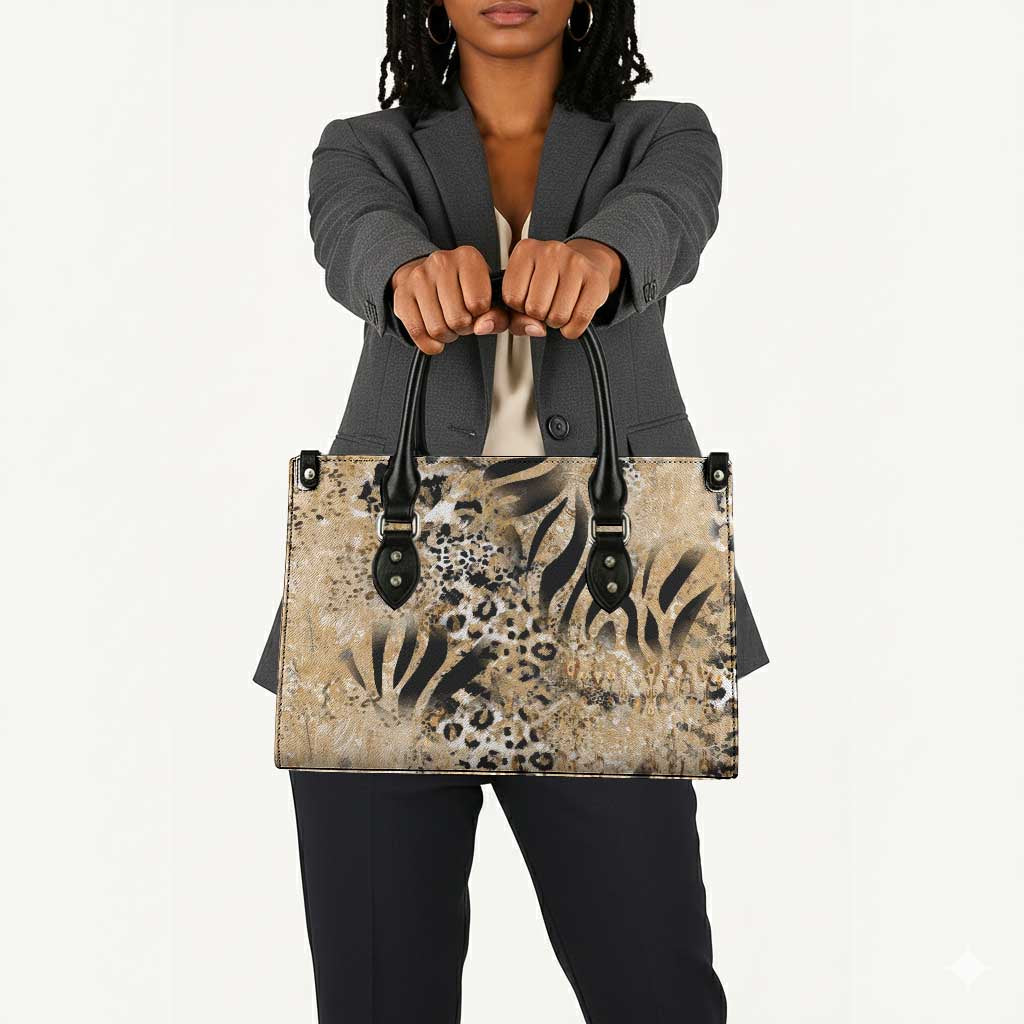 African Wild Animal Skins Leather Bag Zebra Tiger Leopard Mix Skin