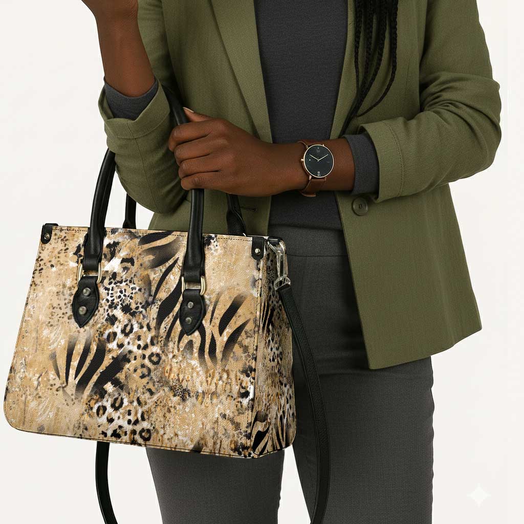 African Wild Animal Skins Leather Bag Zebra Tiger Leopard Mix Skin