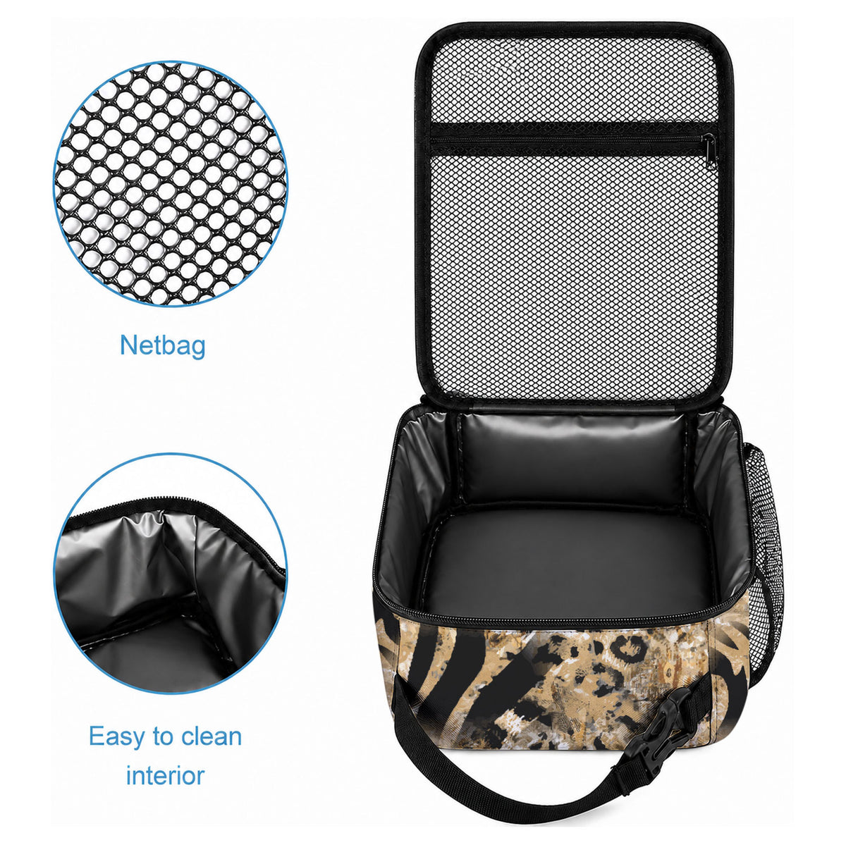African Wild Animal Skins Lunch Bag Zebra Tiger Leopard Mix Skin