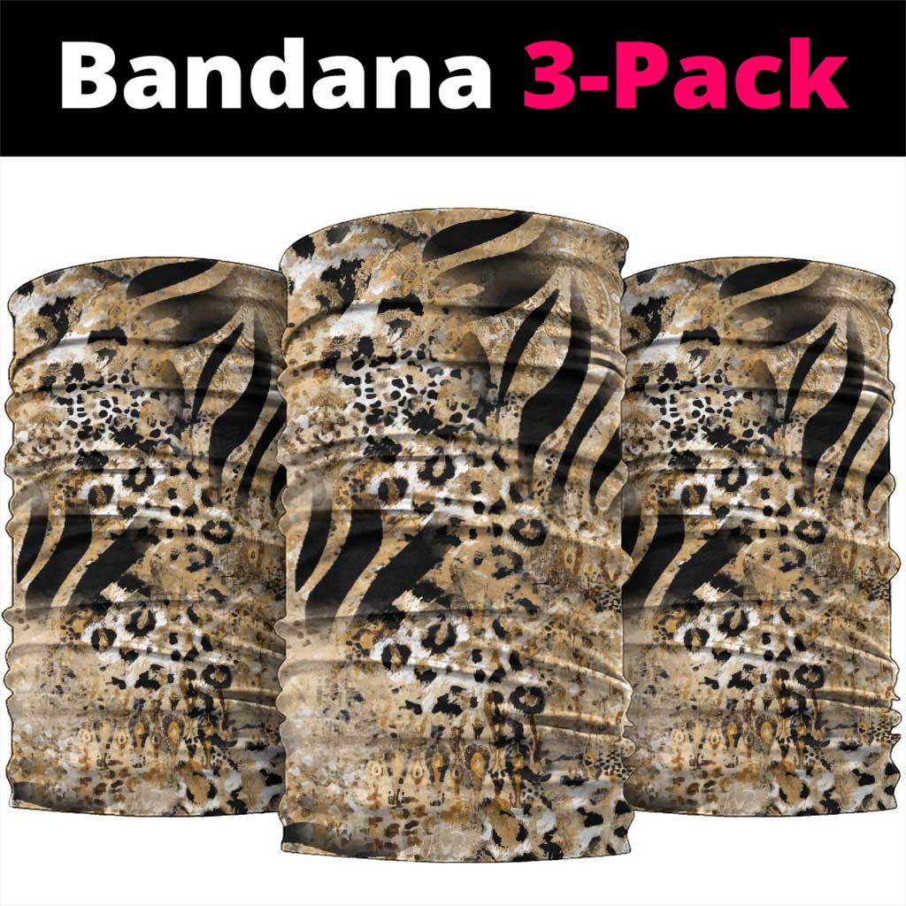 African Wild Animal Skins Neck Gaiter Zebra Tiger Leopard Mix Skin LT9