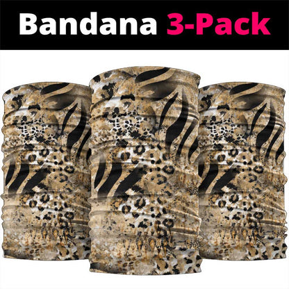 African Wild Animal Skins Neck Gaiter Zebra Tiger Leopard Mix Skin LT9