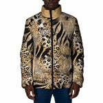 African Wild Animal Skins Padded Jacket Zebra Tiger Leopard Mix Skin