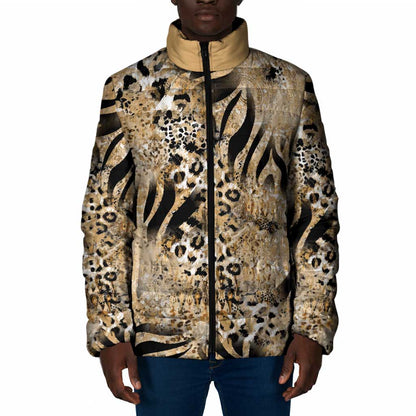 African Wild Animal Skins Padded Jacket Zebra Tiger Leopard Mix Skin