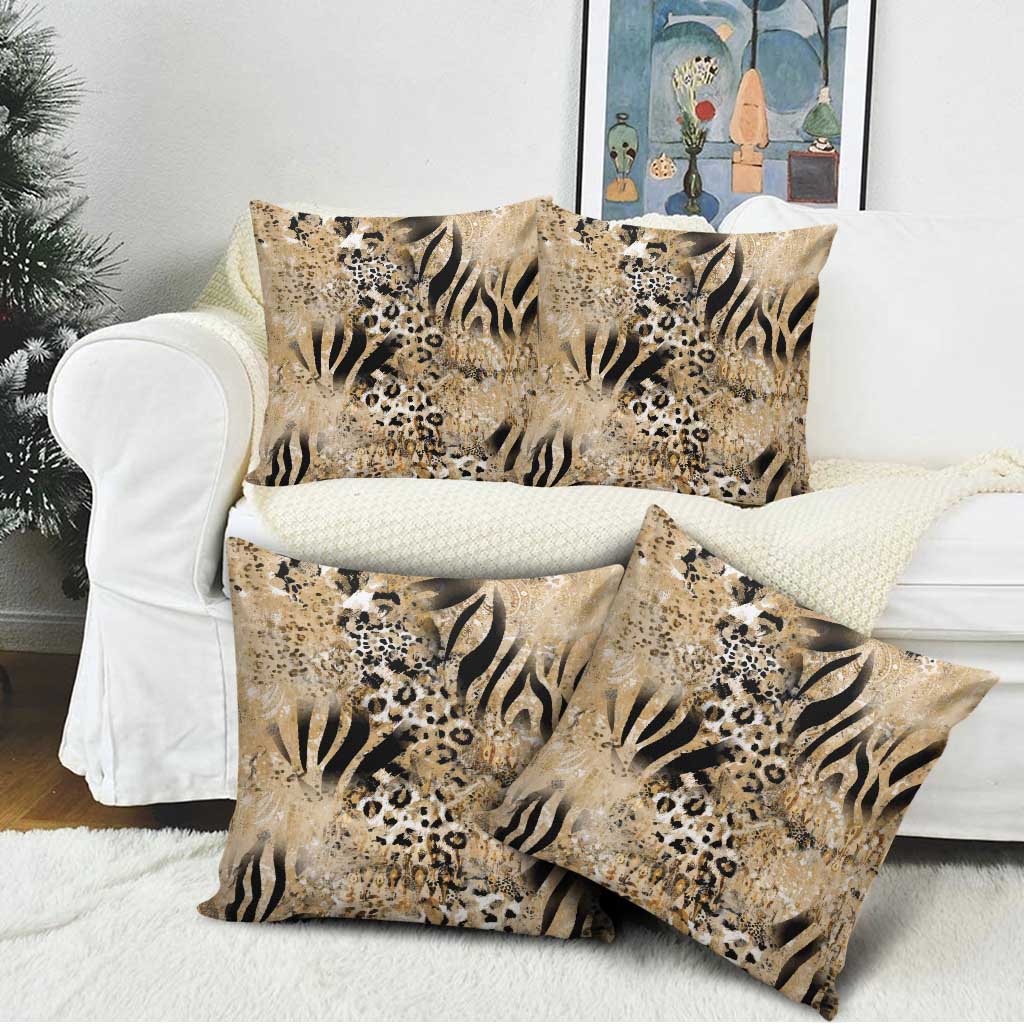 African Wild Animal Skins Pillow Cover Zebra Tiger Leopard Mix Skin