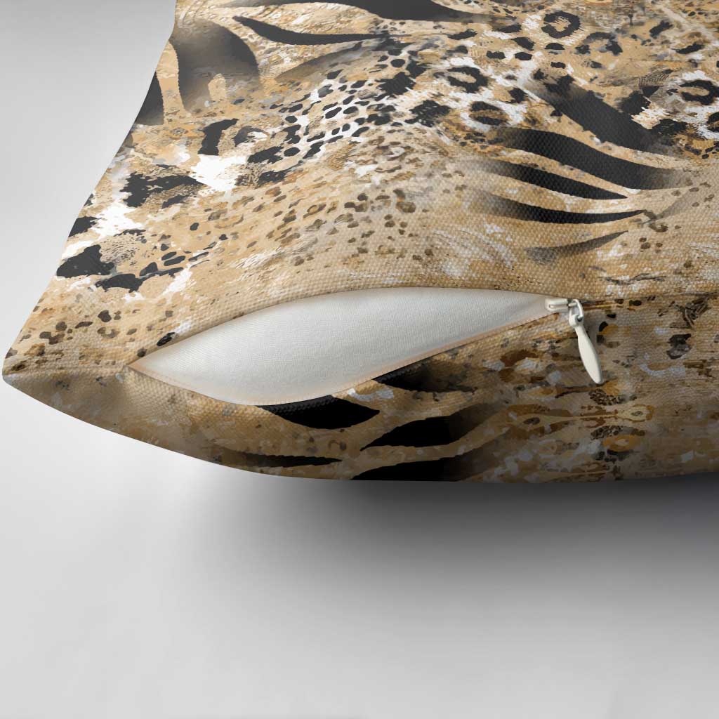 African Wild Animal Skins Pillow Cover Zebra Tiger Leopard Mix Skin