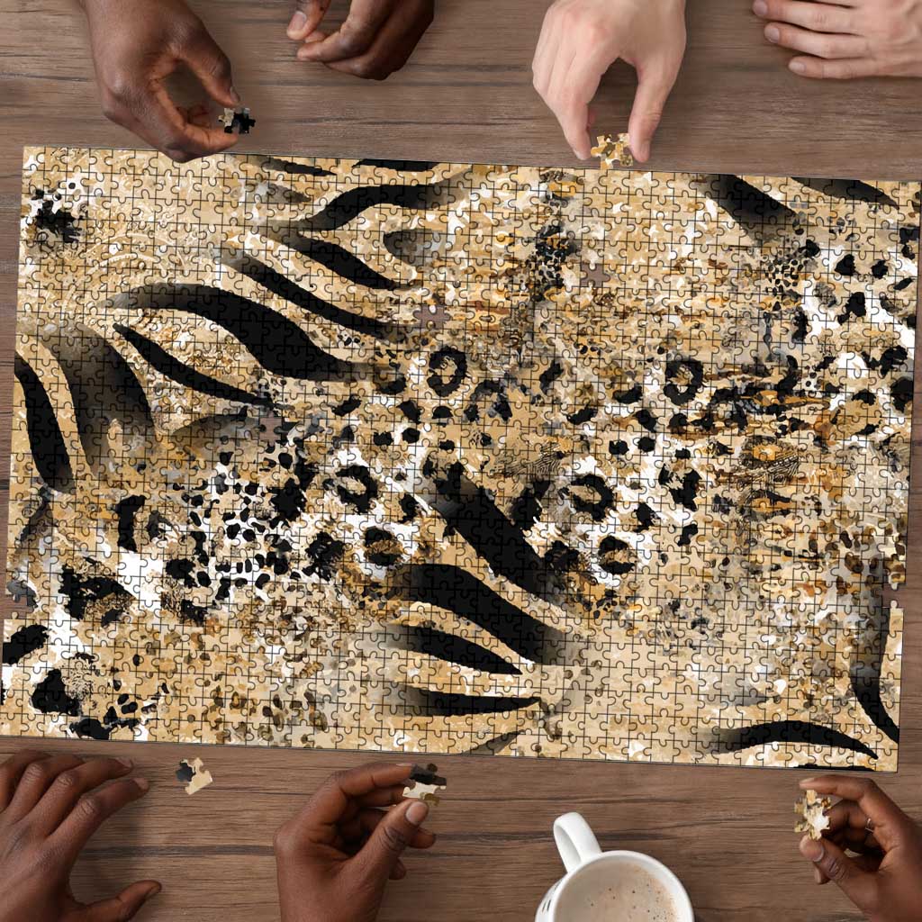 African Wild Animal Skins Puzzle Zebra Tiger Leopard Mix Skin