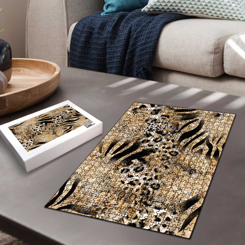 African Wild Animal Skins Puzzle Zebra Tiger Leopard Mix Skin