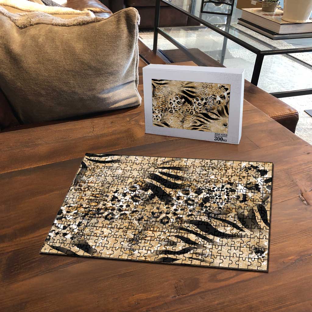 African Wild Animal Skins Puzzle Zebra Tiger Leopard Mix Skin