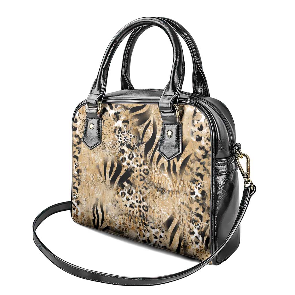 African Wild Animal Skins Shoulder Handbag Zebra Tiger Leopard Mix Skin - African Pride