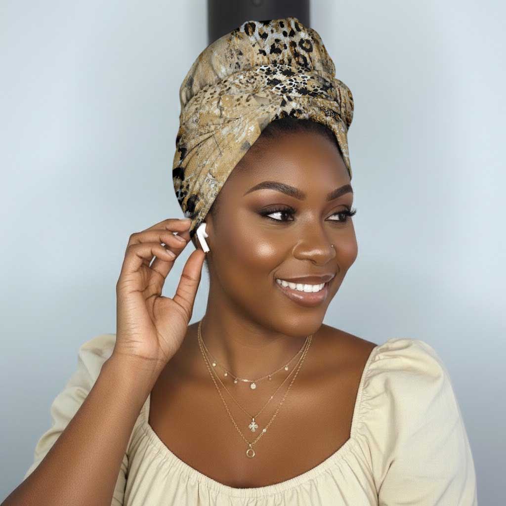 African Wild Animal Skins Simple Headwrap Zebra Tiger Leopard Mix Skin