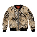 African Wild Animal Skins Sleeve Zip Bomber Jacket Zebra Tiger Leopard Mix Skin - African Pride