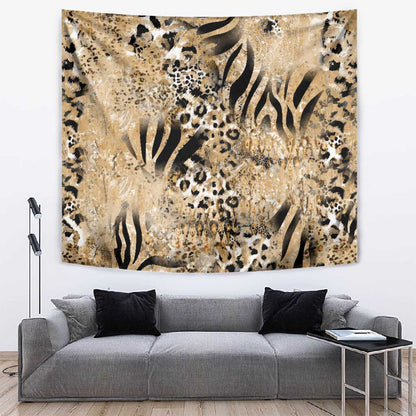 African Wild Animal Skins Tapestry Zebra Tiger Leopard Mix Skin - African Pride