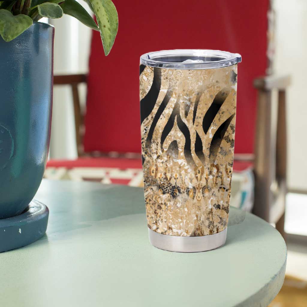 African Wild Animal Skins Tumbler Cup Zebra Tiger Leopard Mix Skin - African Pride