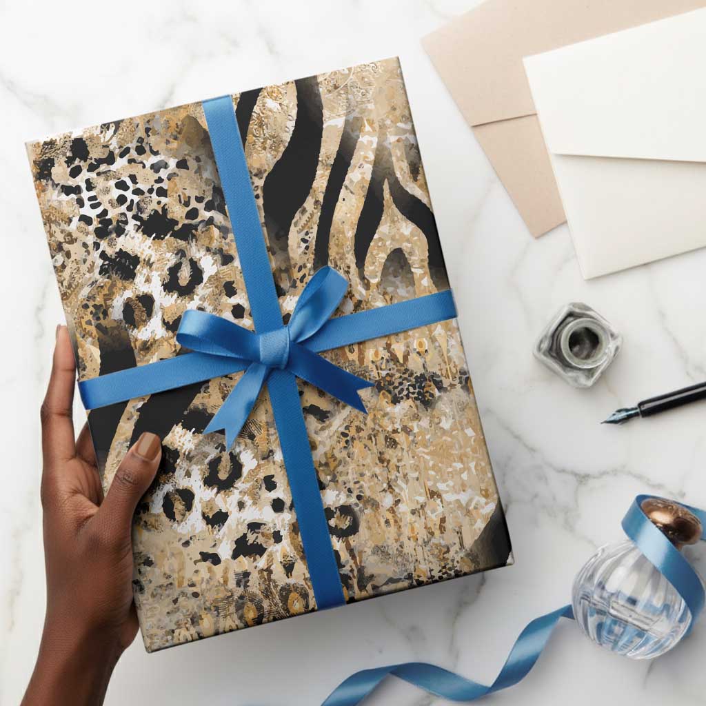 African Wild Animal Skins Wrapping Paper Zebra Tiger Leopard Mix Skin - African Pride