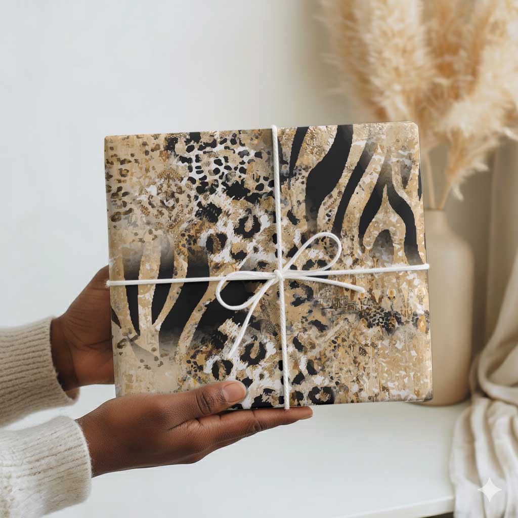 African Wild Animal Skins Wrapping Paper Zebra Tiger Leopard Mix Skin - African Pride