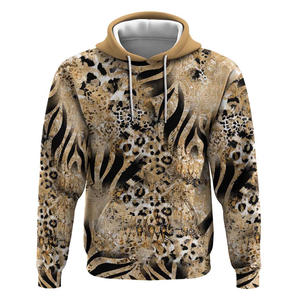 African Wild Animal Skins Zip Hoodie Zebra Tiger Leopard Mix Skin - African Pride