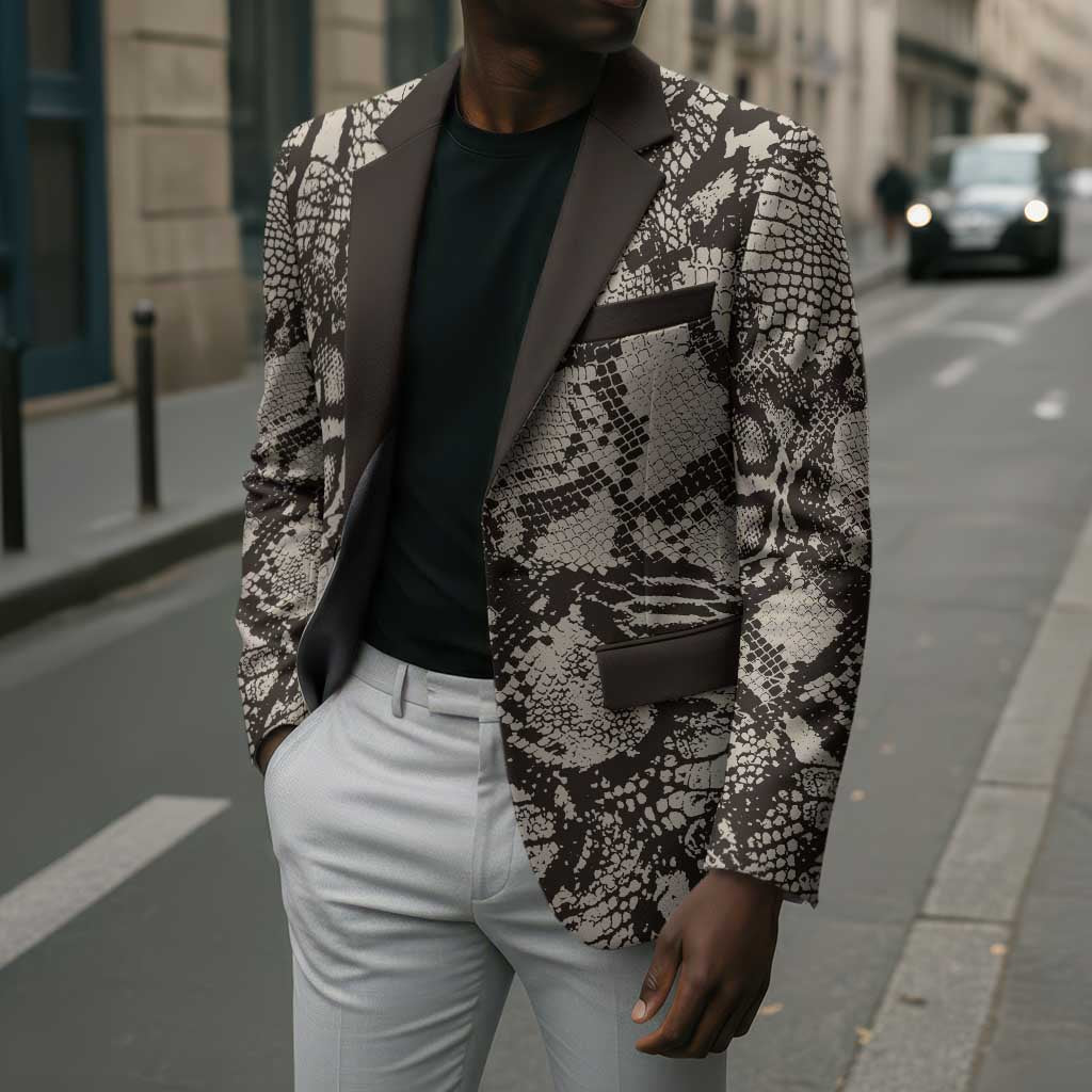 African Wild Animal Skins Blazer Snake and Crocodile Mix Skin