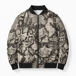 African Wild Animal Skins Bomber Puffer Jacket Snake and Crocodile Mix Skin