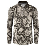African Wild Animal Skins Button Sweatshirt Snake and Crocodile Mix Skin