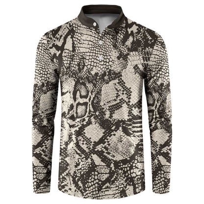 African Wild Animal Skins Button Sweatshirt Snake and Crocodile Mix Skin
