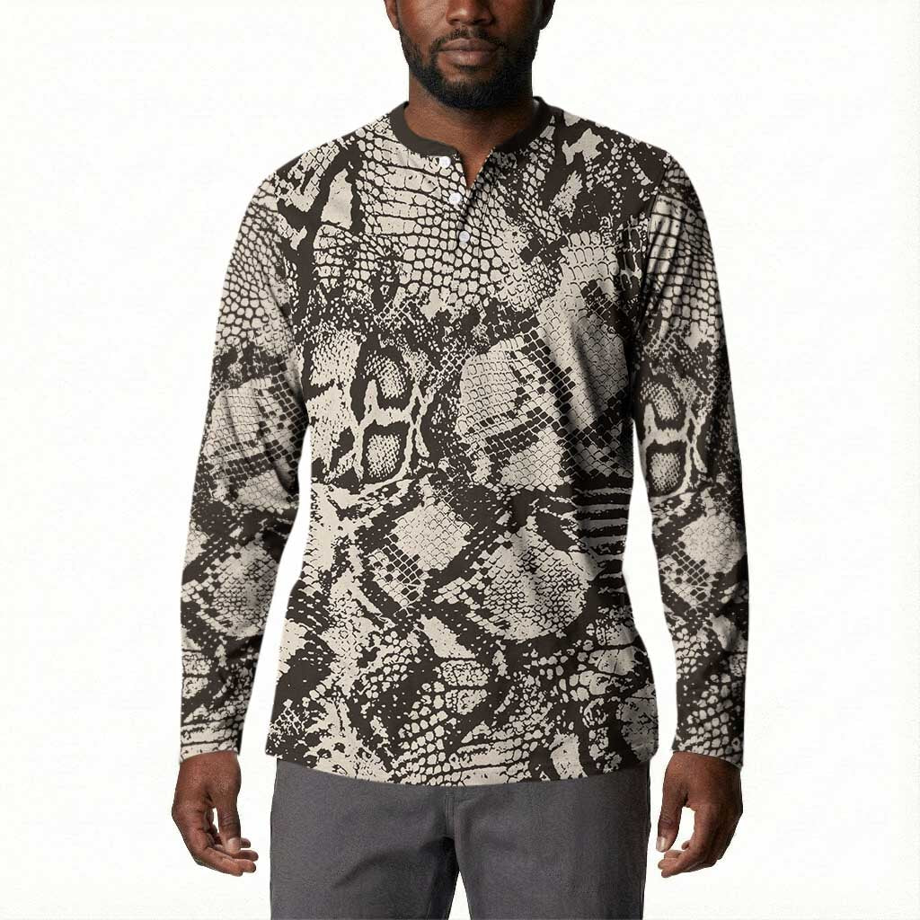 African Wild Animal Skins Button Sweatshirt Snake and Crocodile Mix Skin