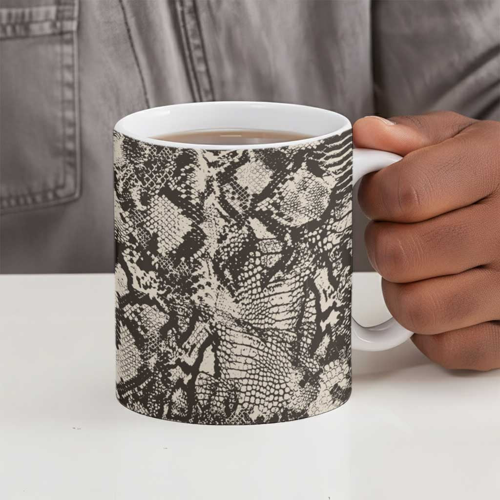 African Wild Animal Skins Ceramic Mug Snake and Crocodile Mix Skin