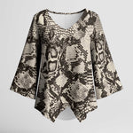 African Wild Animal Skins Kimono Sleeve Blouse Snake and Crocodile Mix Skin