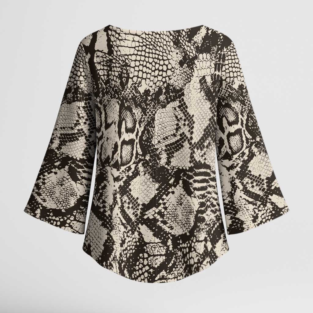African Wild Animal Skins Kimono Sleeve Blouse Snake and Crocodile Mix Skin