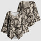 African Wild Animal Skins Kimono Sleeve Blouse Snake and Crocodile Mix Skin