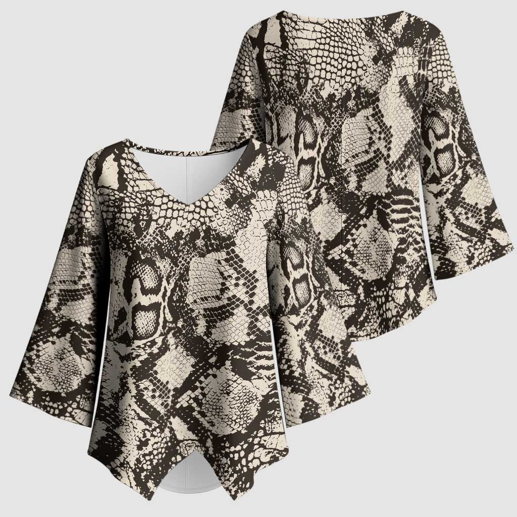 African Wild Animal Skins Kimono Sleeve Blouse Snake and Crocodile Mix Skin