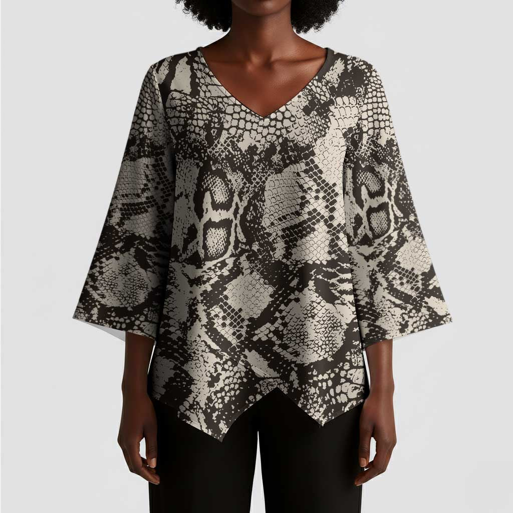 African Wild Animal Skins Kimono Sleeve Blouse Snake and Crocodile Mix Skin