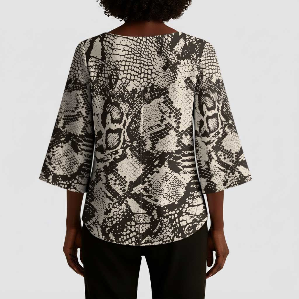 African Wild Animal Skins Kimono Sleeve Blouse Snake and Crocodile Mix Skin