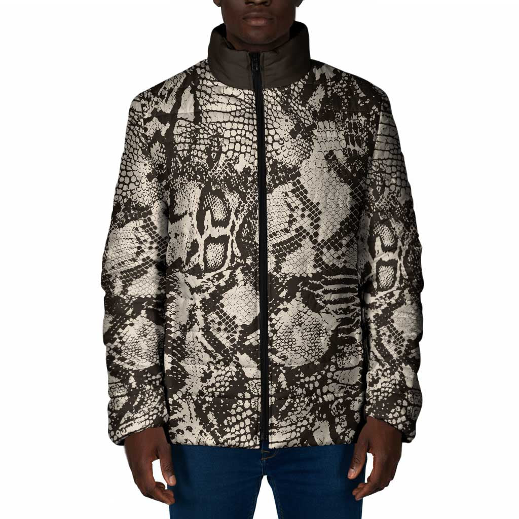 African Wild Animal Skins Padded Jacket Snake and Crocodile Mix Skin