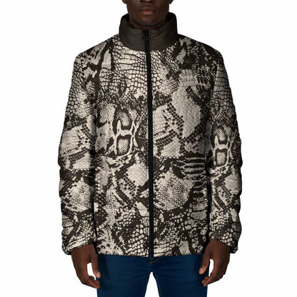 African Wild Animal Skins Padded Jacket Snake and Crocodile Mix Skin