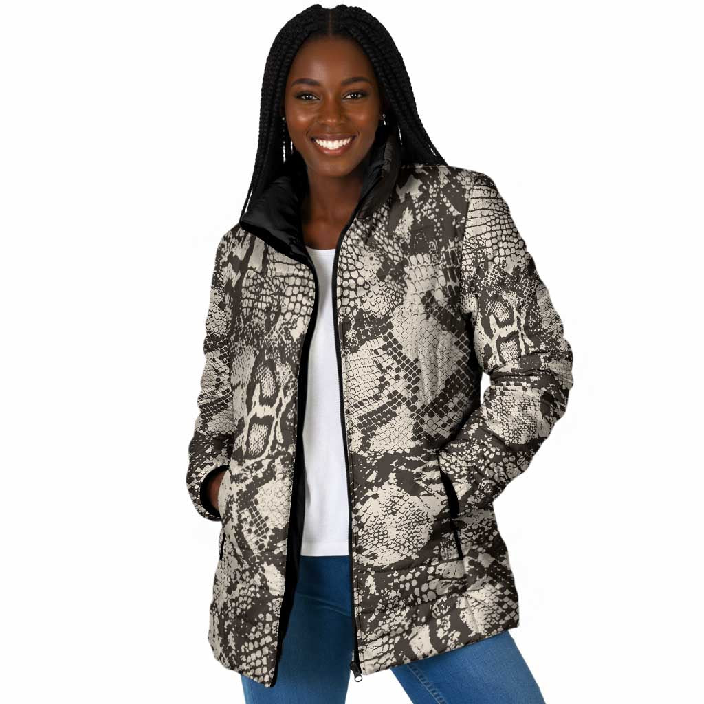 African Wild Animal Skins Padded Jacket Snake and Crocodile Mix Skin