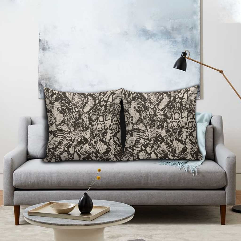 African Wild Animal Skins Pillow Cover Snake and Crocodile Mix Skin