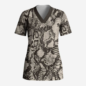 African Wild Animal Skins Scrub Top Snake and Crocodile Mix Skin