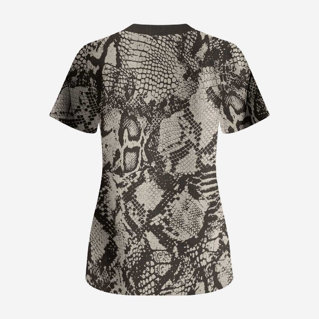 African Wild Animal Skins Scrub Top Snake and Crocodile Mix Skin