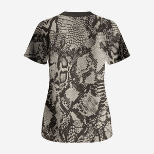 African Wild Animal Skins Scrub Top Snake and Crocodile Mix Skin