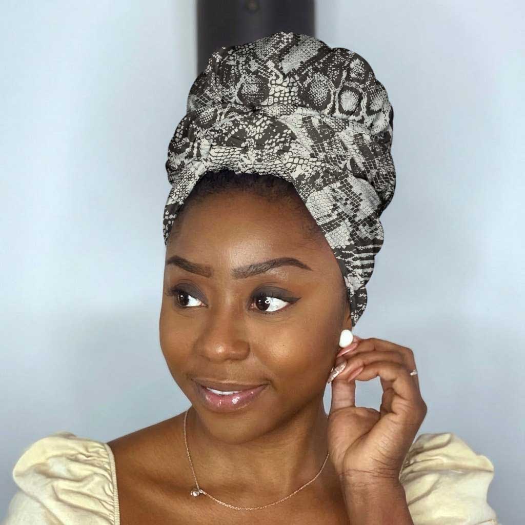 African Wild Animal Skins Simple Headwrap Snake and Crocodile Mix Skin
