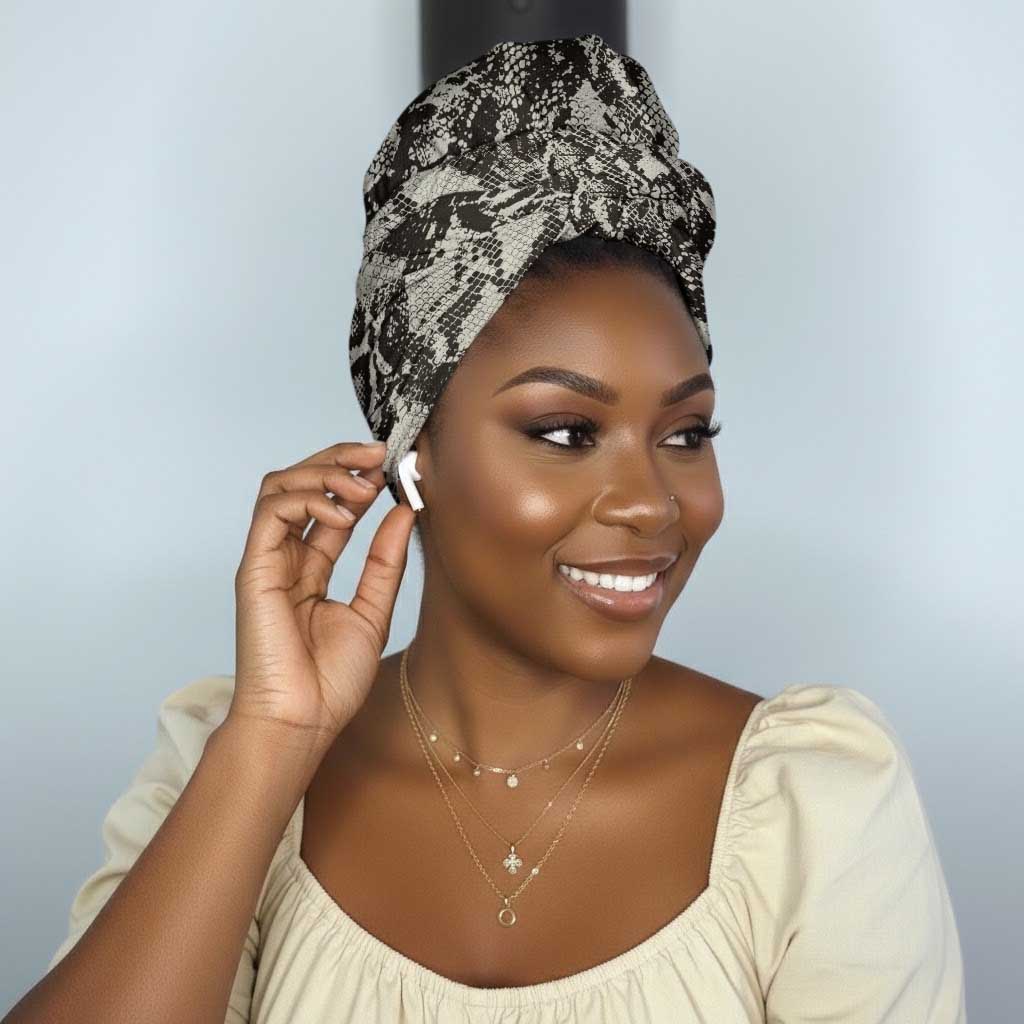 African Wild Animal Skins Simple Headwrap Snake and Crocodile Mix Skin