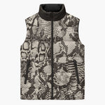 African Wild Animal Skins Sleeveless Puffer Jacket Snake and Crocodile Mix Skin