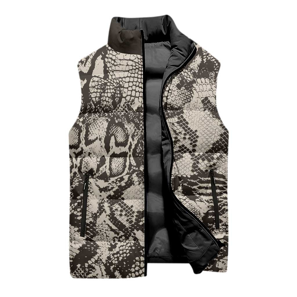 African Wild Animal Skins Sleeveless Puffer Jacket Snake and Crocodile Mix Skin