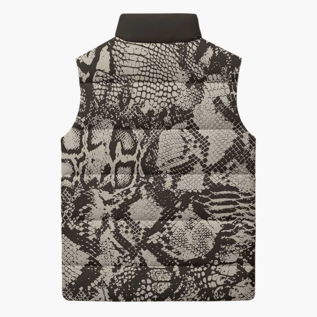 African Wild Animal Skins Sleeveless Puffer Jacket Snake and Crocodile Mix Skin