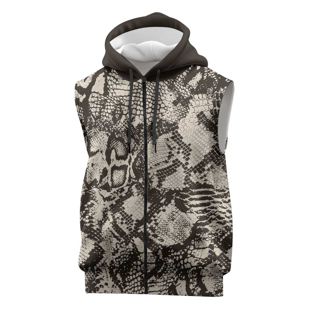 African Wild Animal Skins Sleeveless Zip Hoodie Snake and Crocodile Mix Skin - African Pride