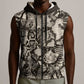 African Wild Animal Skins Sleeveless Zip Hoodie Snake and Crocodile Mix Skin - African Pride